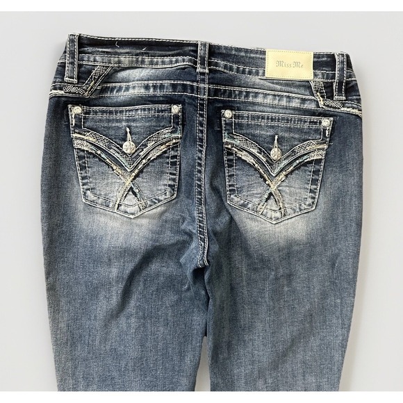 Miss Me Jeans 31x33 Bootcut Meshy Embellished Western Bling Y2K Cowgirl Whisker - Picture 2 of 12